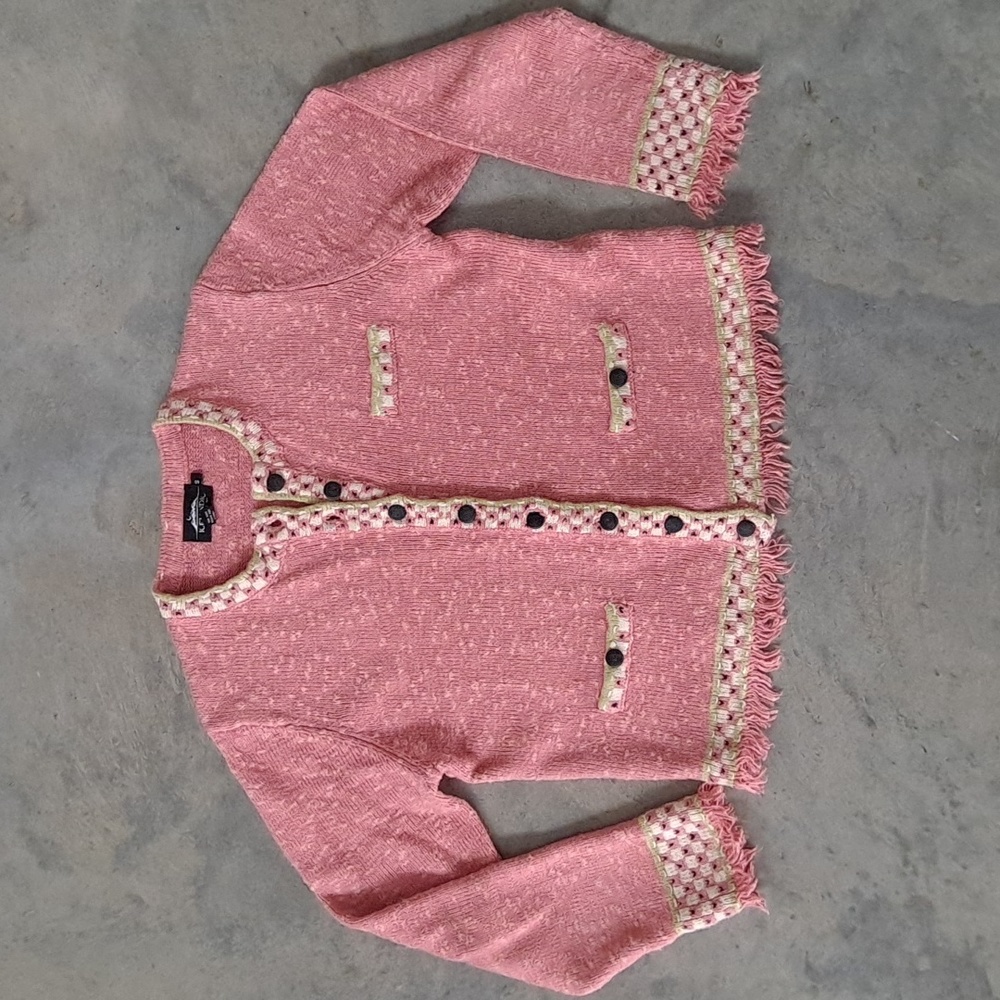 Icelandic Design Nordic Cardigan | Linen Blend | Women's Small | Color Pink - Picture 3 of 12